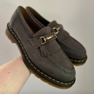 Dr. Martens Charcoal Loafers with Brass Accent